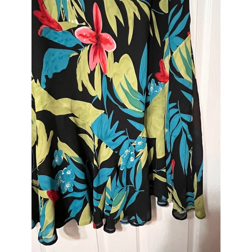 Russell Kemp Woman Tropical Floral Skirt Set 2pc Black Green‎ Blue Pink 14/16